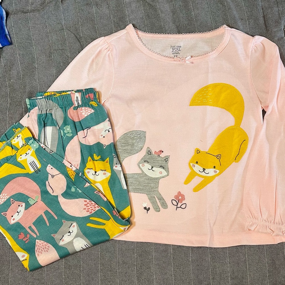 Carter’s Pink and Green Cat Print Kids Pajamas